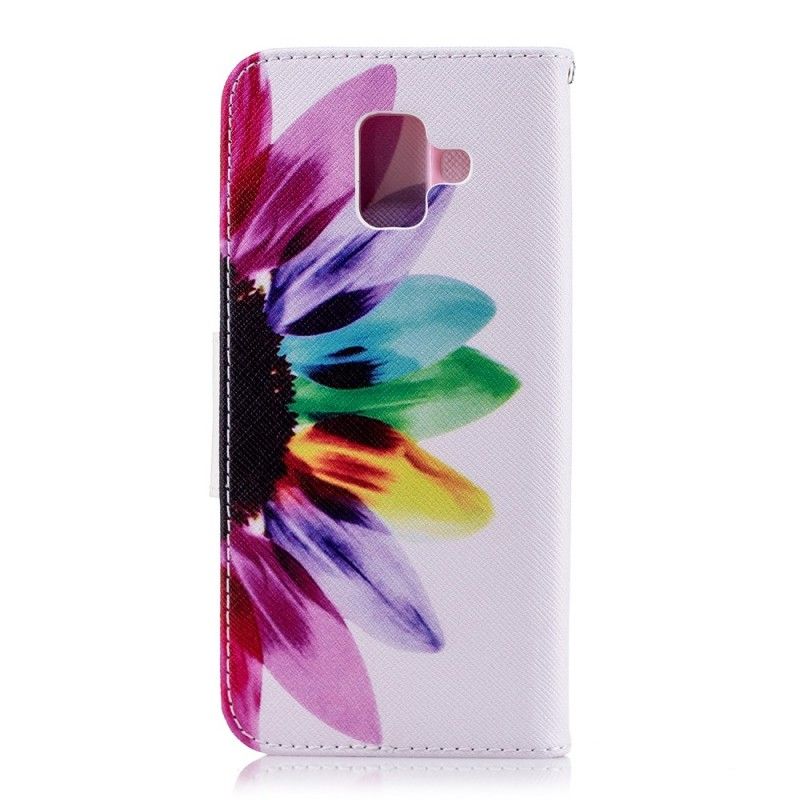 Leren Hoesje Samsung Galaxy A6 Aquarelbloem