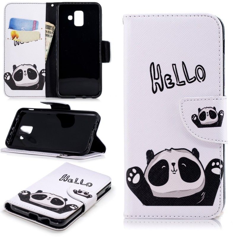 Leren Hoesje Samsung Galaxy A6 Hallo Panda