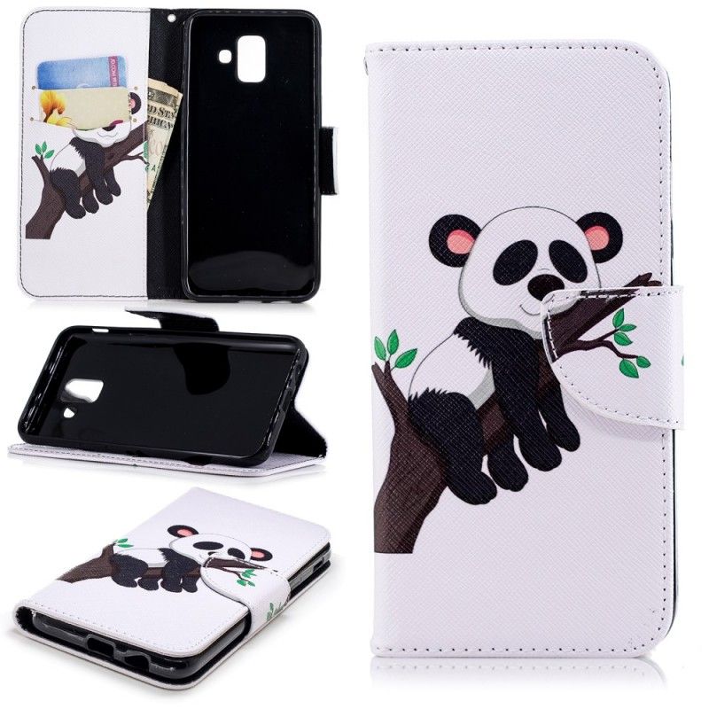 Leren Hoesje Samsung Galaxy A6 Luie Panda