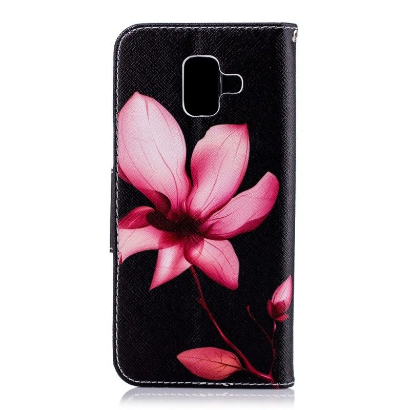 Leren Hoesje Samsung Galaxy A6 Roze Bloem