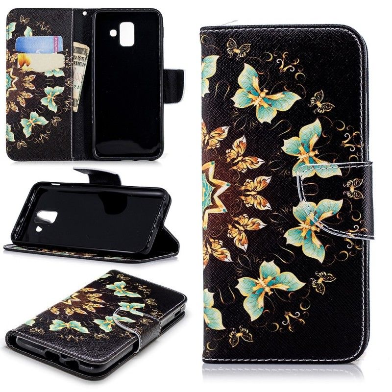 Leren Hoesje Samsung Galaxy A6 Vlinder Mandala