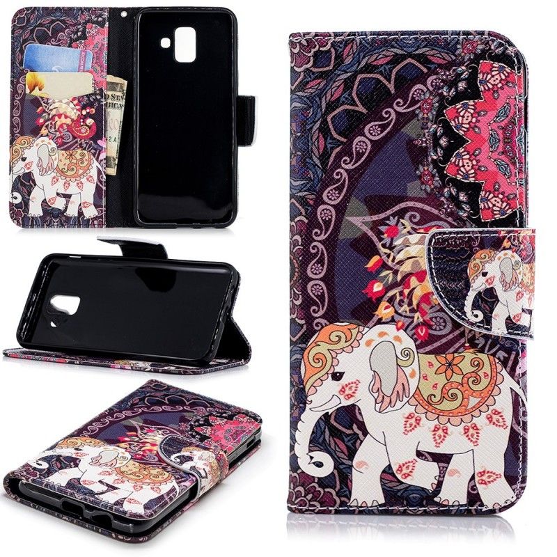 Leren Hoesje voor Samsung Galaxy A6 Etnische Olifantenmandala