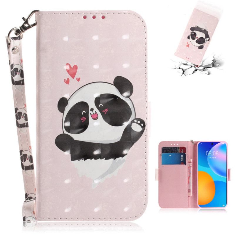 Bescherming Hoesje Huawei P Smart 2021 Telefoonhoesje Panda Love Met String