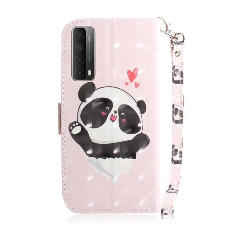 Bescherming Hoesje Huawei P Smart 2021 Telefoonhoesje Panda Love Met String