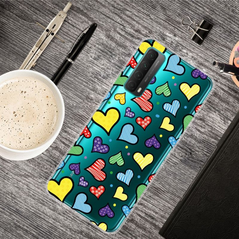 Case Hoesje Huawei P Smart 2021 Telefoonhoesje Veelkleurige Harten