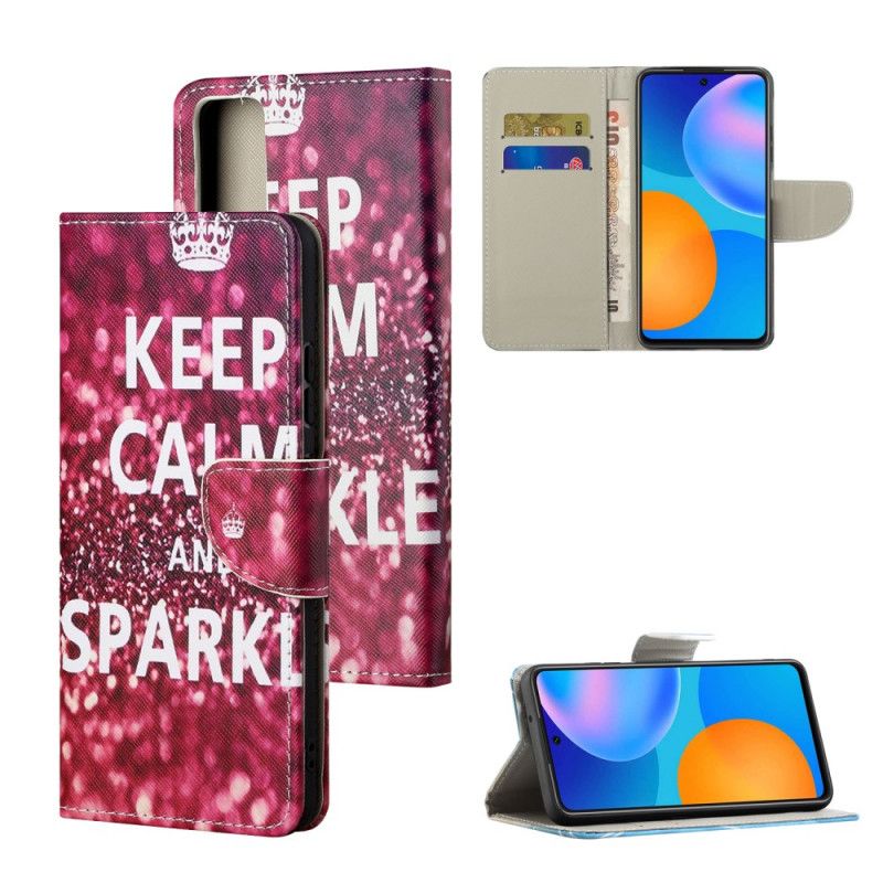 Cover Folio-hoesje Huawei P Smart 2021 Telefoonhoesje Blijf Kalm En Sprankelend