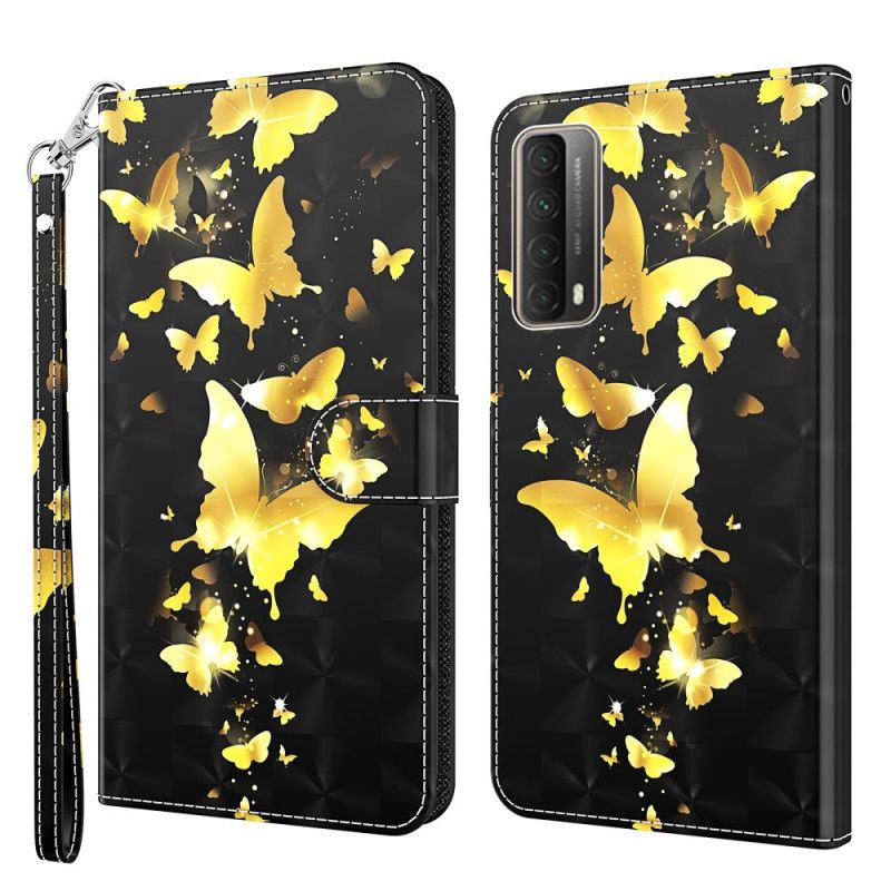 Cover Folio-hoesje Huawei P Smart 2021 Telefoonhoesje Gele Vlinders