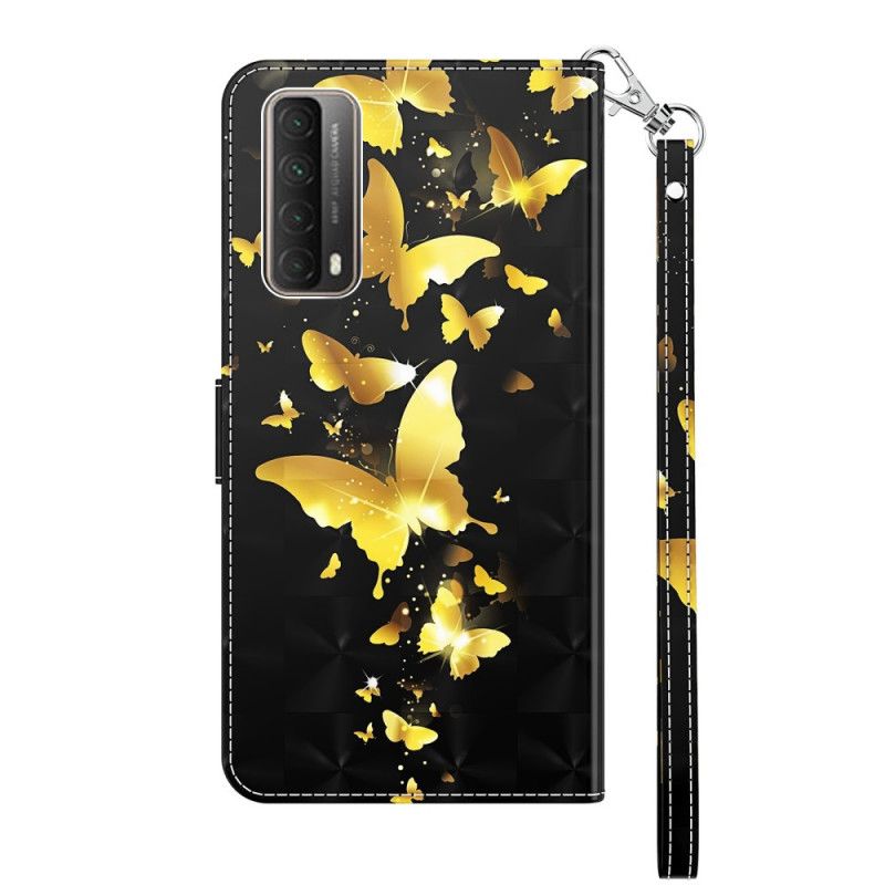 Cover Folio-hoesje Huawei P Smart 2021 Telefoonhoesje Gele Vlinders