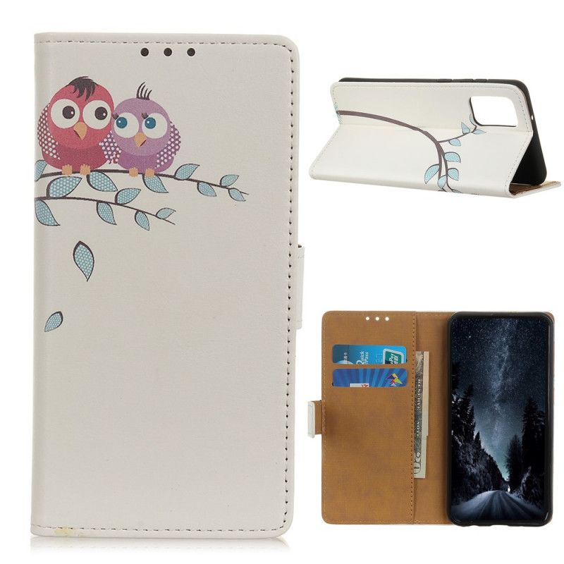 Cover Folio-hoesje Huawei P Smart 2021 Telefoonhoesje Paar Uilen In De Boom