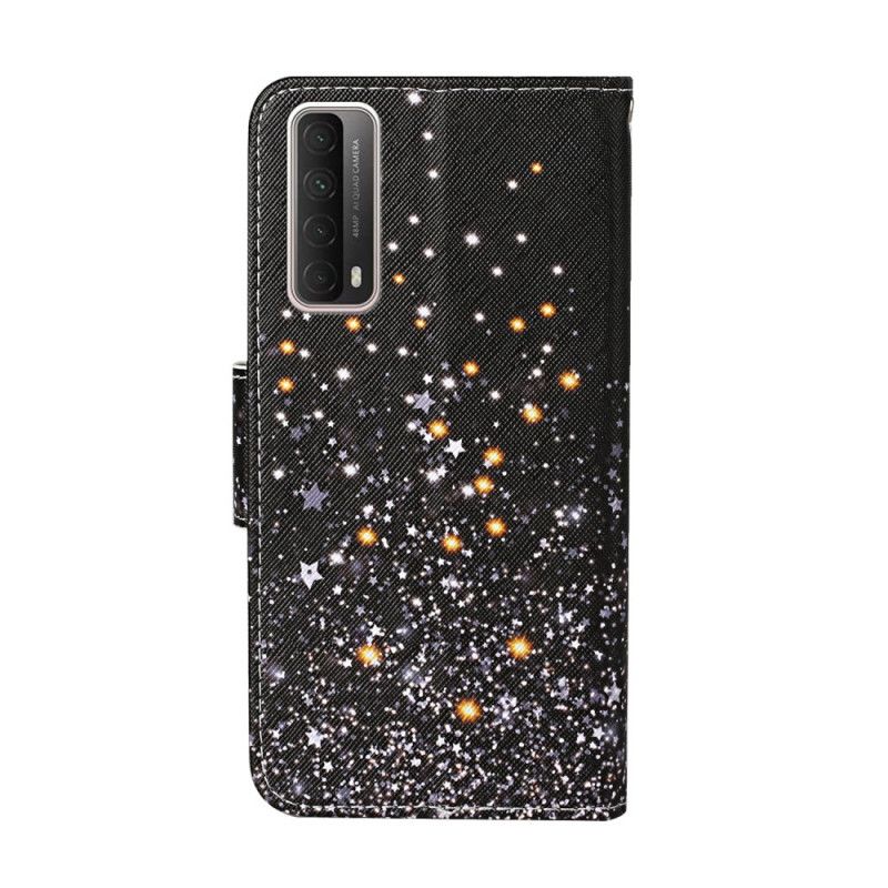 Cover Folio-hoesje Huawei P Smart 2021 Telefoonhoesje Sterren En Pailletten Met Riempje