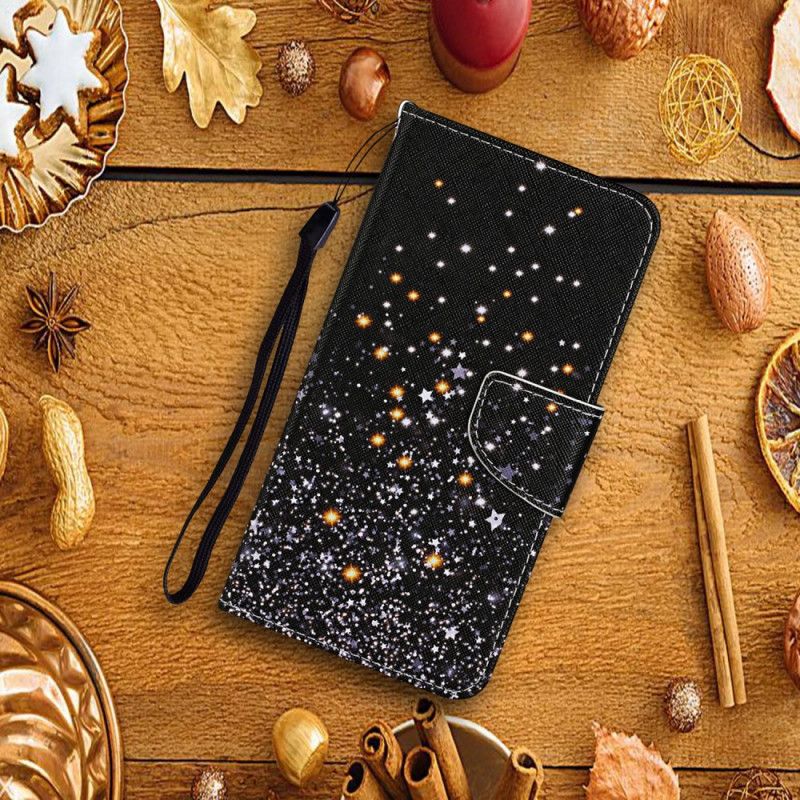 Cover Folio-hoesje Huawei P Smart 2021 Telefoonhoesje Sterren En Pailletten Met Riempje