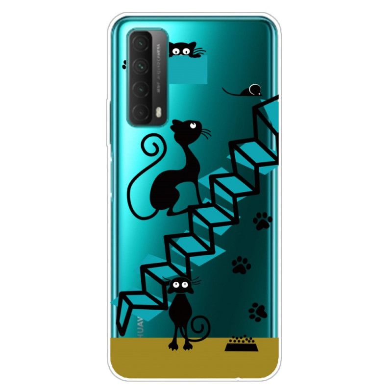 Cover Hoesje Huawei P Smart 2021 Telefoonhoesje Grappige Katten