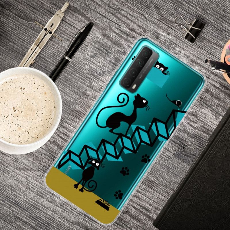 Cover Hoesje Huawei P Smart 2021 Telefoonhoesje Grappige Katten