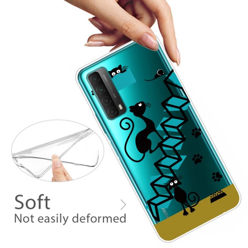 Cover Hoesje Huawei P Smart 2021 Telefoonhoesje Grappige Katten