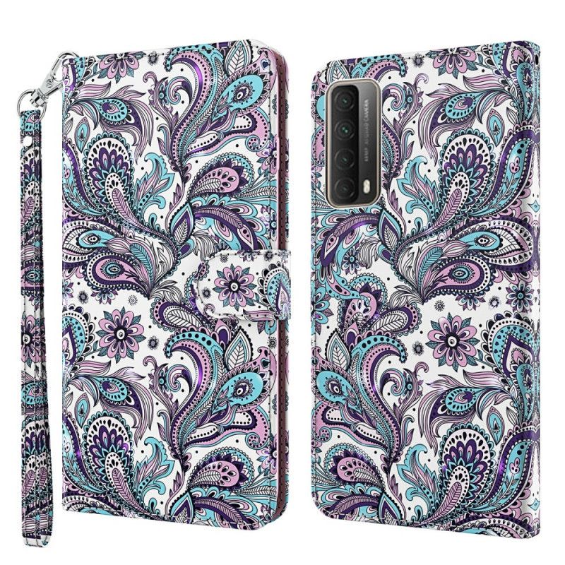 Flip Case Leren Huawei P Smart 2021 Bloemen Met Een Patroon