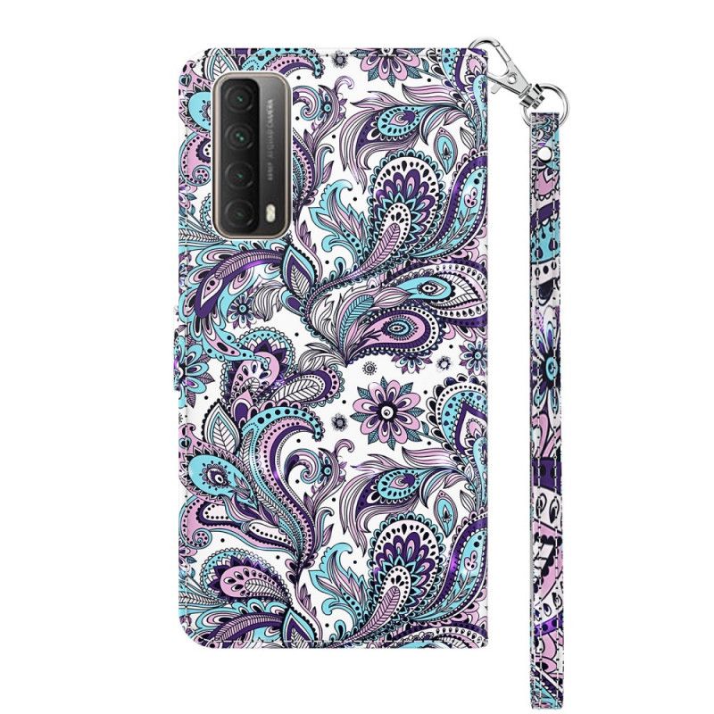 Flip Case Leren Huawei P Smart 2021 Bloemen Met Een Patroon