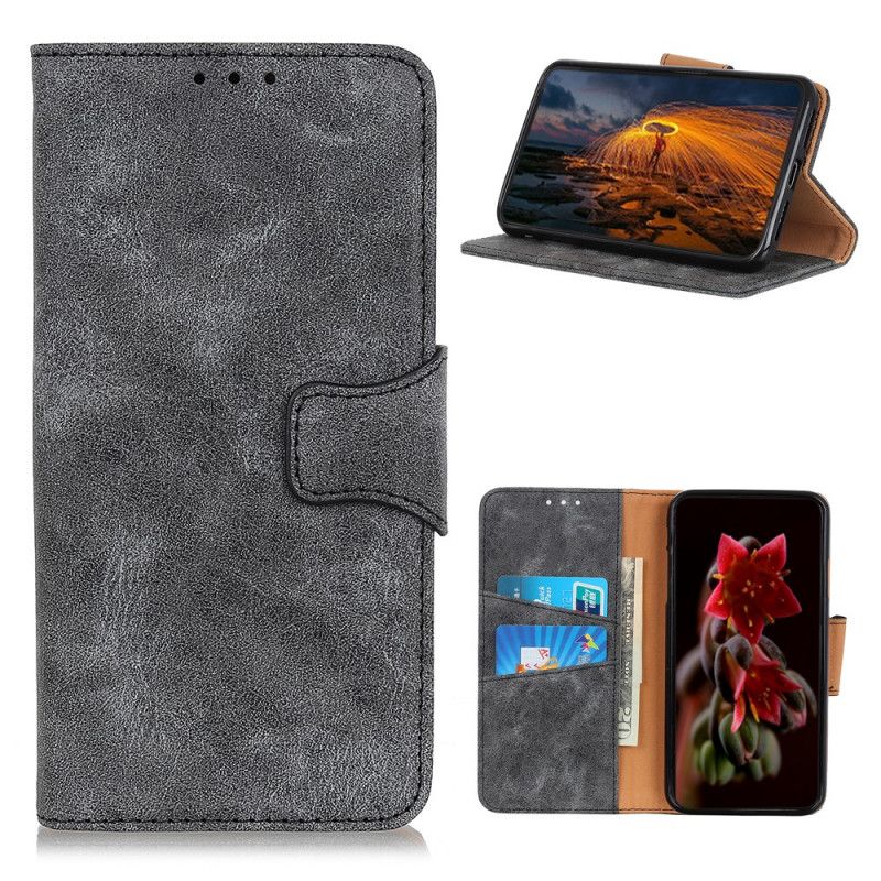 Flip Case Leren Huawei P Smart 2021 Bruin Zwart Vintage Splitleer