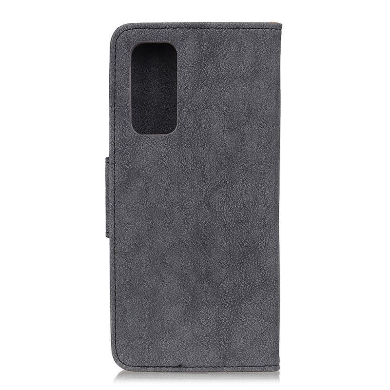 Flip Case Leren Huawei P Smart 2021 Bruin Zwart Vintage Splitleer