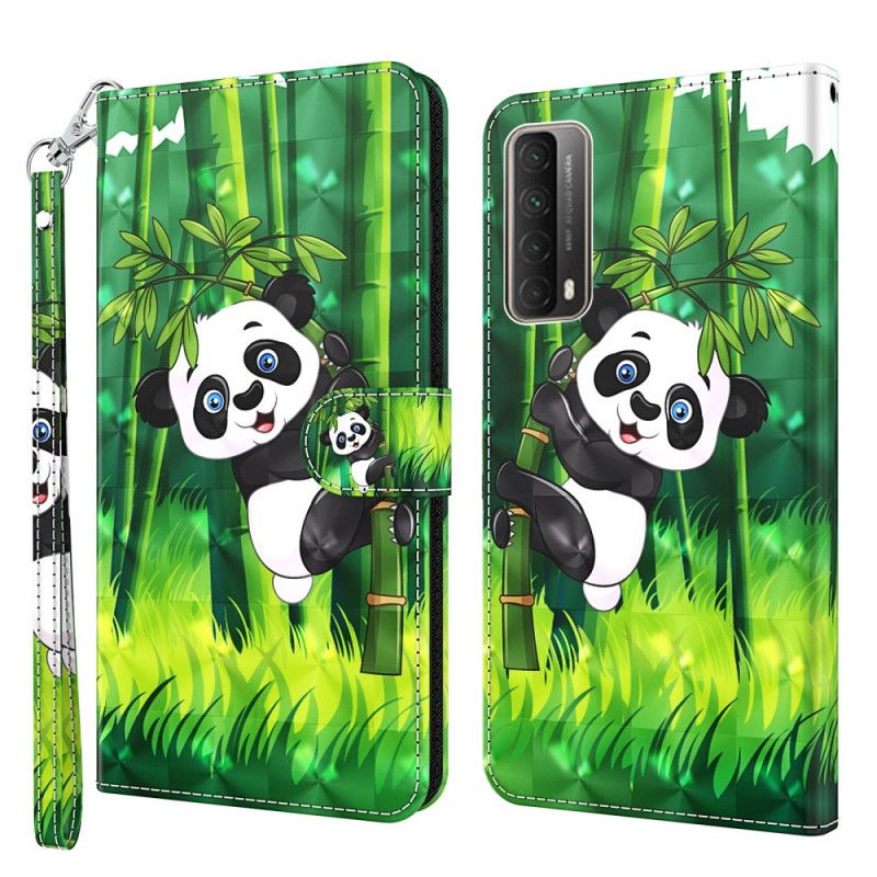 Flip Case Leren Huawei P Smart 2021 Panda En Bamboe