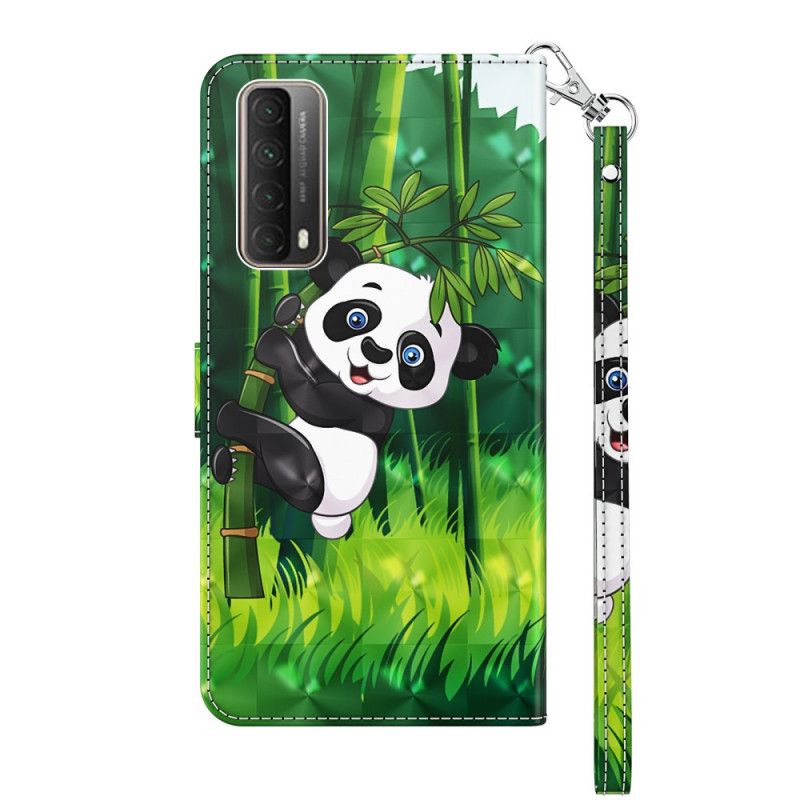 Flip Case Leren Huawei P Smart 2021 Panda En Bamboe