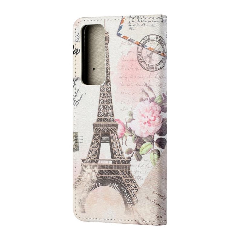 Flip Case Leren Huawei P Smart 2021 Retro Eiffeltoren