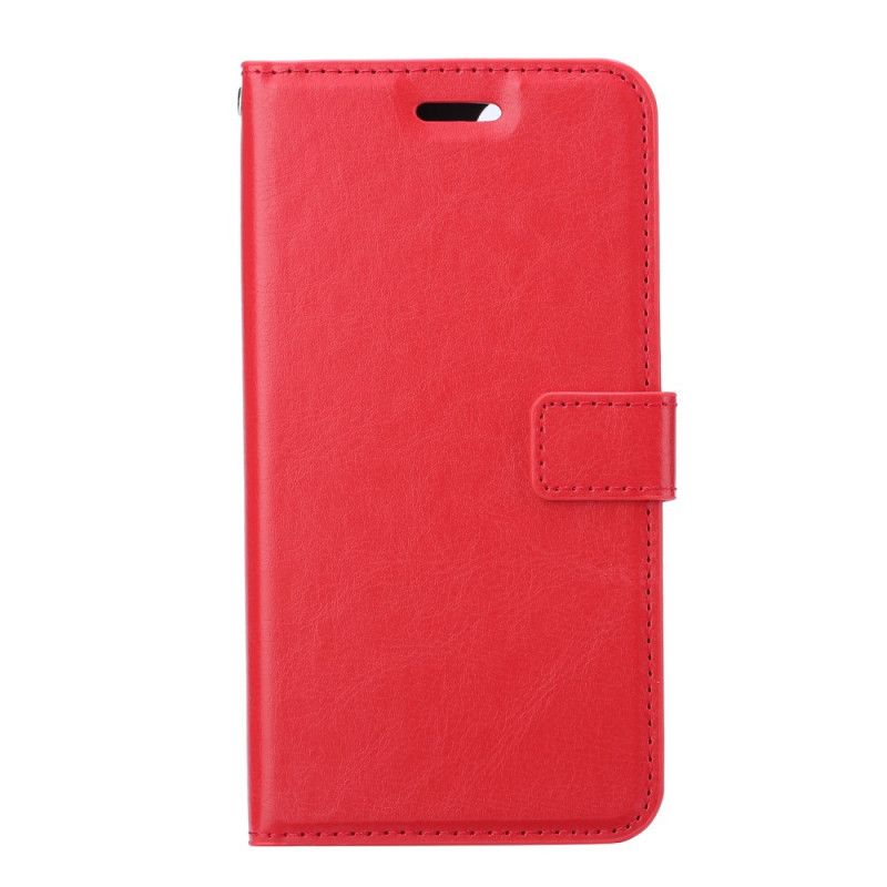 Flip Case Leren Huawei P Smart 2021 Rood Zwart Vintage Glanzend Kunstleer