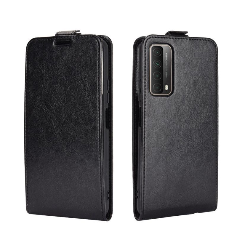 Flip Case Leren Huawei P Smart 2021 Wit Zwart Leereffect Met Verticale Flap