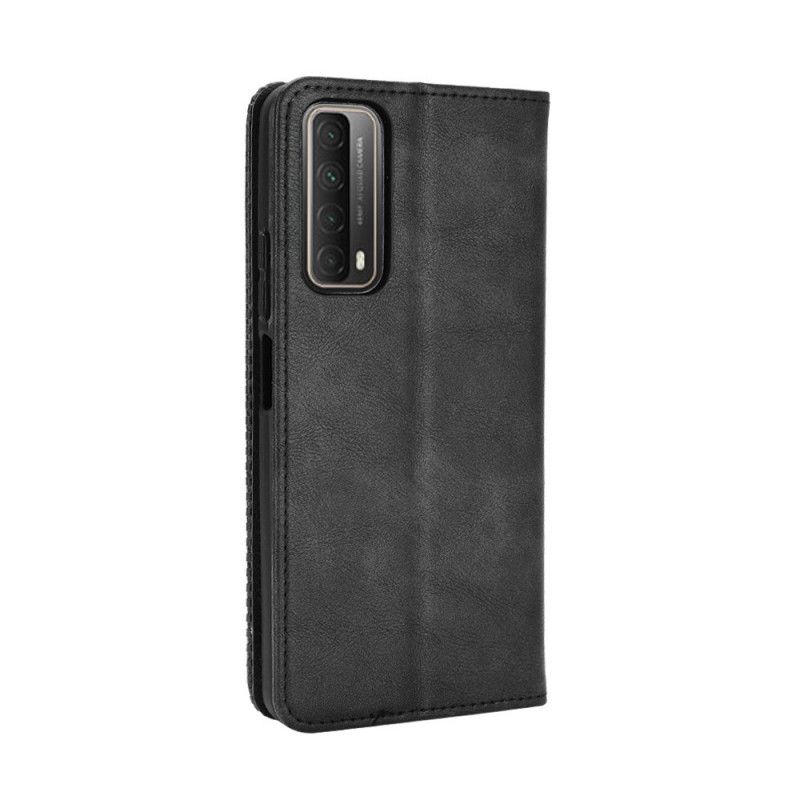 Folio-hoesje Huawei P Smart 2021 Rood Zwart Telefoonhoesje Gestileerd Vintage Leereffect