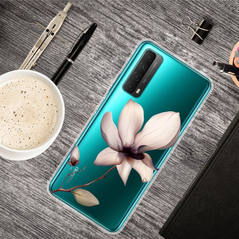 Hoesje Huawei P Smart 2021 Groen Roze Bloemen