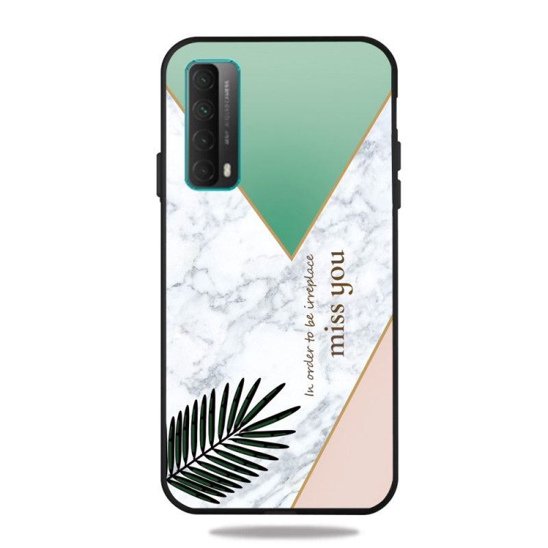 Hoesje Huawei P Smart 2021 Groen Roze Marmeren Geometriebericht