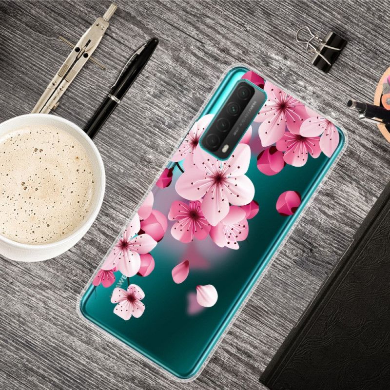 Hoesje Huawei P Smart 2021 Grote Roze Bloemen