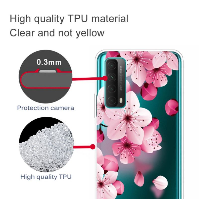 Hoesje Huawei P Smart 2021 Grote Roze Bloemen