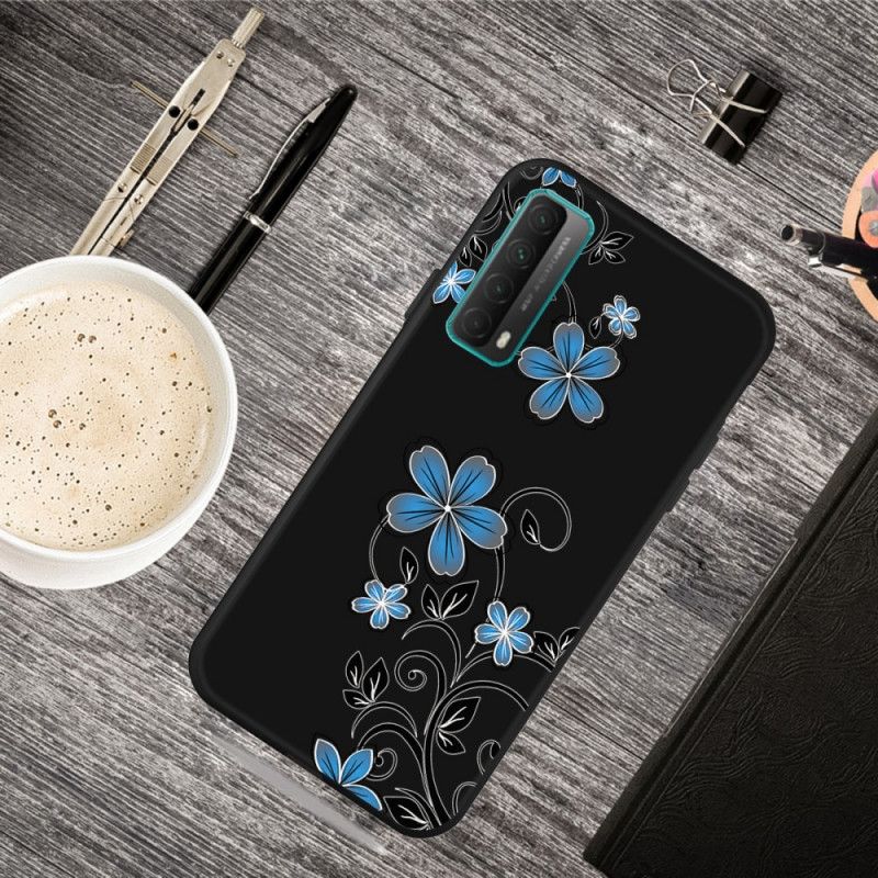 Hoesje Huawei P Smart 2021 Telefoonhoesje Blauwe Bloemen