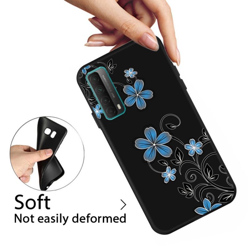 Hoesje Huawei P Smart 2021 Telefoonhoesje Blauwe Bloemen