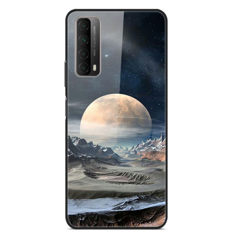 Hoesje Huawei P Smart 2021 Telefoonhoesje Space Moon Gehard Glas