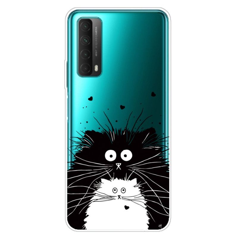 Hoesje Huawei P Smart 2021 Telefoonhoesje Transparant Verrast Katten