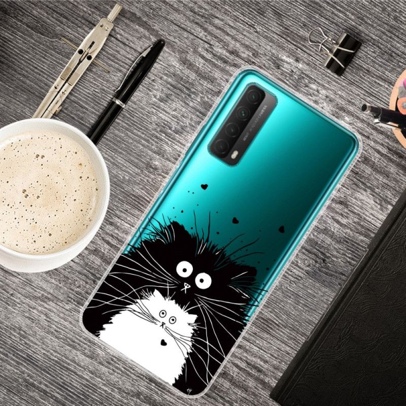 Hoesje Huawei P Smart 2021 Telefoonhoesje Transparant Verrast Katten