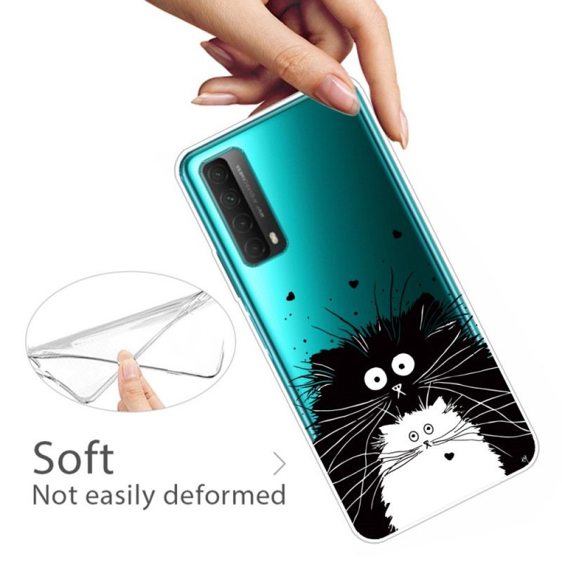 Hoesje Huawei P Smart 2021 Telefoonhoesje Transparant Verrast Katten