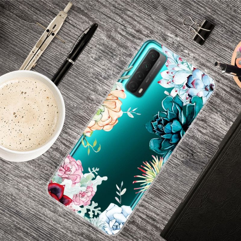 Hoesje Huawei P Smart 2021 Transparante Aquarelbloemen