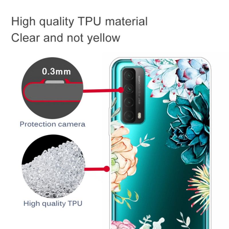 Hoesje Huawei P Smart 2021 Transparante Aquarelbloemen