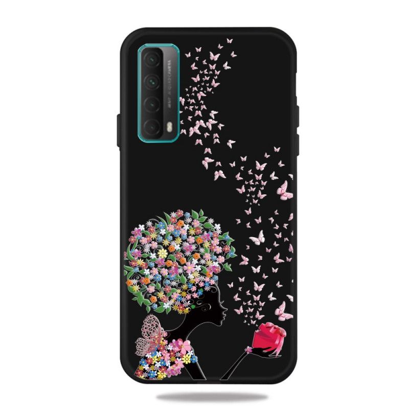 Hoesje Huawei P Smart 2021 Vrouw Met Een Bloemig Hoofd