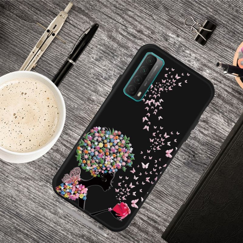 Hoesje Huawei P Smart 2021 Vrouw Met Een Bloemig Hoofd