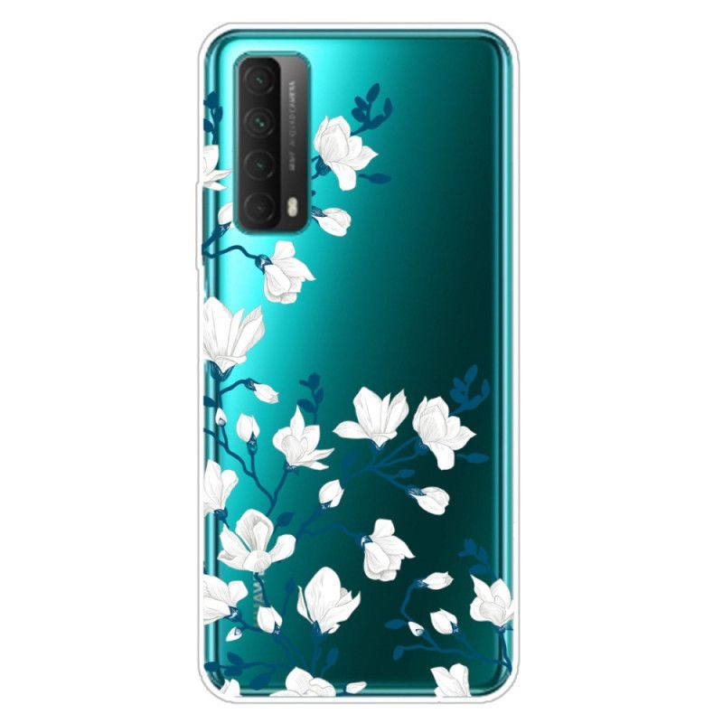 Hoesje Huawei P Smart 2021 Witte Bloemen