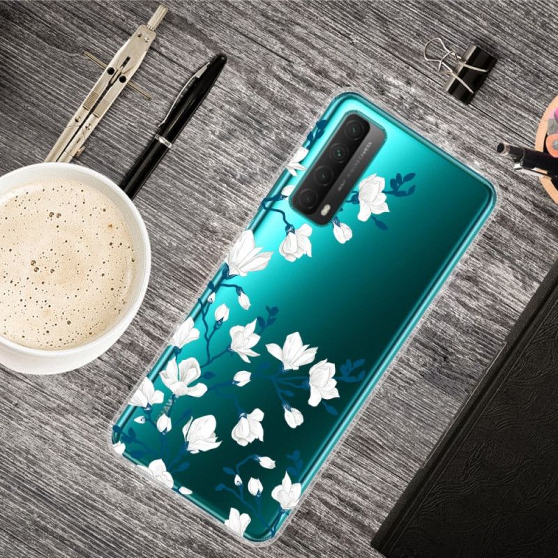 Hoesje Huawei P Smart 2021 Witte Bloemen