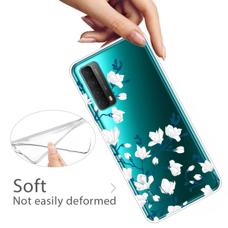 Hoesje Huawei P Smart 2021 Witte Bloemen