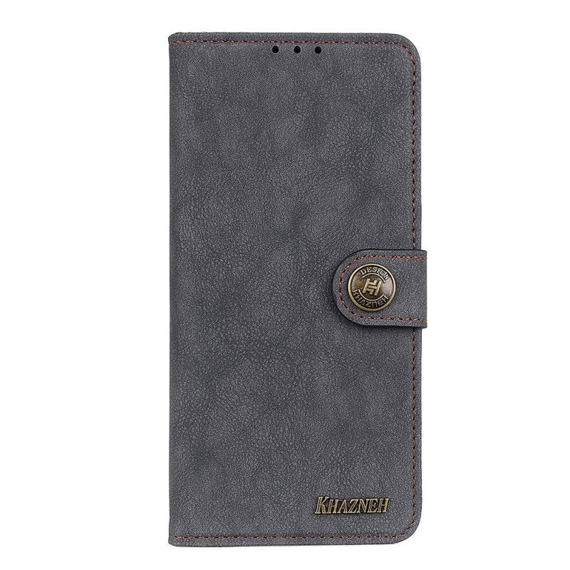 Leren Hoesje Huawei P Smart 2021 Donkerblauw Grijs Retro Khazneh Split Kunstleer