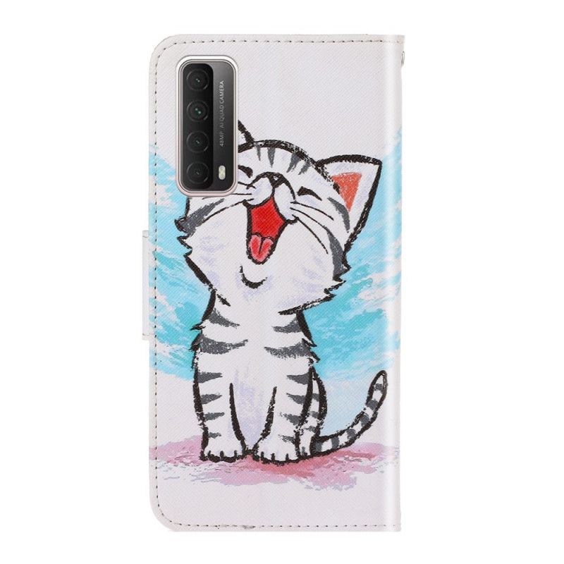 Leren Hoesje Huawei P Smart 2021 Gekleurd Kitten Met String