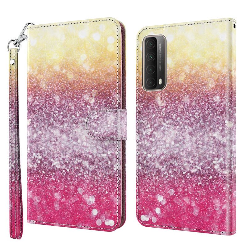 Leren Hoesje Huawei P Smart 2021 Magenta Glitterverloop