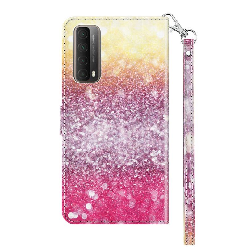 Leren Hoesje Huawei P Smart 2021 Magenta Glitterverloop