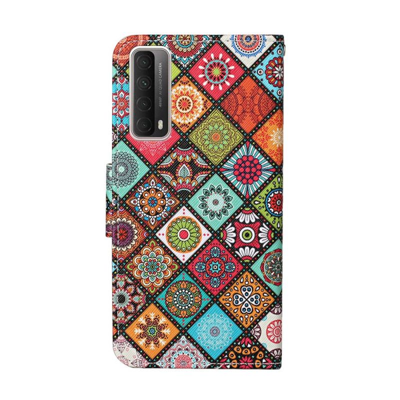 Leren Hoesje Huawei P Smart 2021 Patchwork Mandala'S Met String